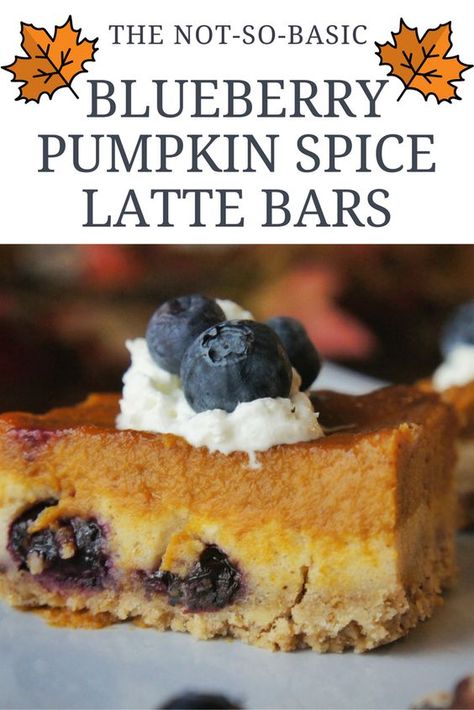 Thanksgiving dessert ideas: These literally scream Fall! Your basic girl PSL with a twist. These are seriously so so yummy. Blueberry Pumpkin, Pumpkin Cakes, Bar Desserts, Blueberry Cookies, Pumpkin Spice Recipe, Pumpkin Desserts, Festive Food, Vacation Meals, Basic Girl