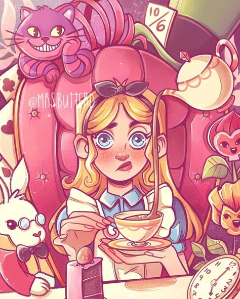 Alice In Wonderland Fanart, Alice In Wonderland Illustrations, Disney Character Art, Hope You Are Well, Pinturas Disney, Disney Princess Art, Princess Art, Girls Cartoon Art, Disney Fan Art