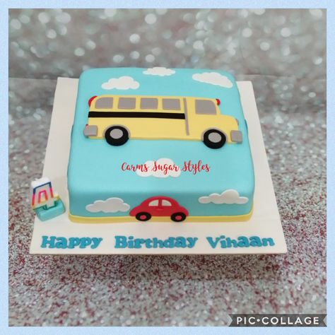 Bus Cakes For Boys, Bus Theme Cake, Cars Cake For Boys, School Bus Cake, Car Cakes For Boys, Bus Cake, Cocomelon Cake, Fathers Day Cupcakes, Book Birthday Parties