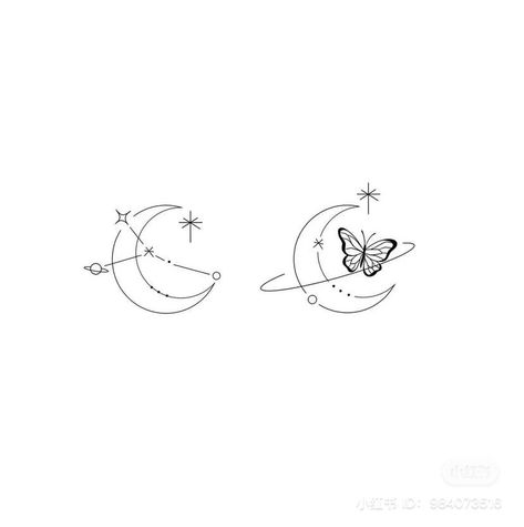 Moon And Butterflies Tattoo, Minimalist Pumpkin Tattoo, First Tatoos Idea Women, Cute First Tattoos, Aries Tattoo Minimalist, Moon And Butterfly Tattoo, Tattoo Moon And Stars, Moon Tattoo Minimalist, Moon And Star Tattoos