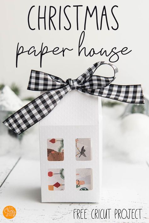 Use your Cricut to make Christmas paper houses for gift card holders, farmhouse style Christmas decorations, and more. Includes a free Design Space design to make this a simple paper craft project. #cricut #christmas #farmhoouse #papercrafts Christmas Paper House, Diy Christmas Table Decorations, 21st Birthday Checklist, Christmas Table Decorations Diy, Craft Recipes, Diy Christmas Table, Christmas Scavenger Hunt, Farmhouse Style Christmas, Sweet Paper