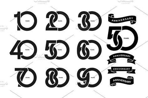 Set of anniversary pictogram icon. by Vector photo shop on @creativemarket Logo Number Design, 60 Logo, 100 Anniversary, 50th Anniversary Logo, Birthday Background Design, Mises En Page Design Graphique, Birthday Logo, Company Anniversary, Number Logo