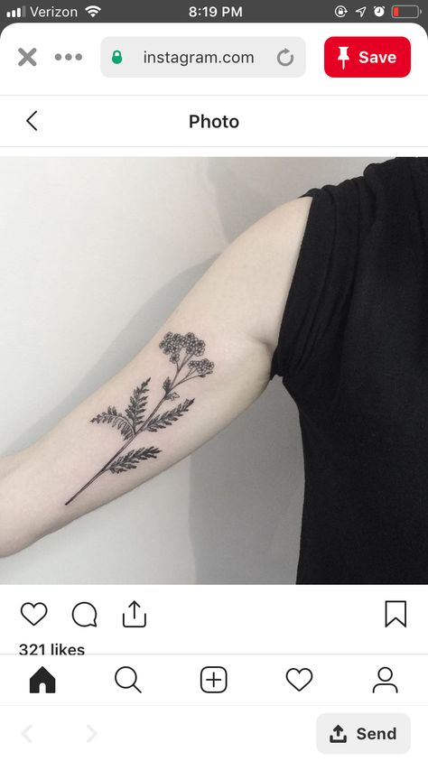 Yarrow Flower Tattoo Simple, Yarrow Plant Tattoo, Yarrow Flower Tattoo, Flower Tattoo Simple, Grandma Tattoo, Tattoo Fixes, Grandma Tattoos, Yarrow Flower, Lavender Tattoo