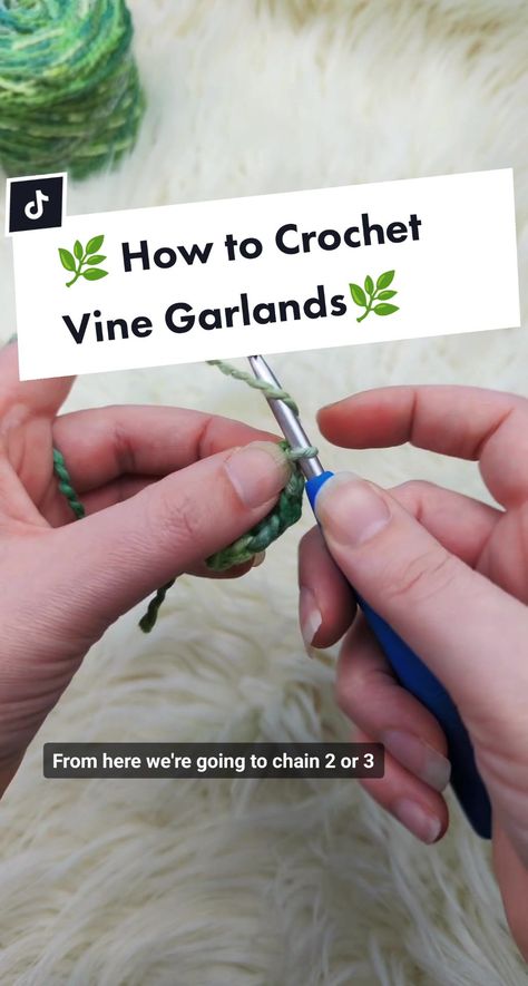 (1)Replying to @buutyful00 Now you can make an entire wall of leaf garlan... | TikTok Crochet Leaf Garland Tutorial, Crochet Vines Tutorial, Leaf Vine Crochet, How To Crochet A Vine, Crochet Leaves Garland Free Pattern, Crochet Vine Curtain, Crochet Leaf Vine Free Pattern, How To Crochet Vines, Crochet Ivy Garland