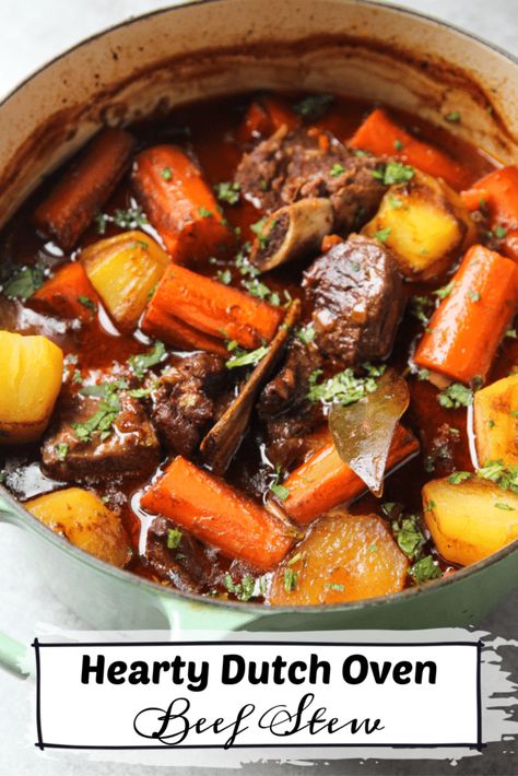 Stew In Dutch Oven, Beef Stew Recipe Oven, Braising Liquid, Flavorful Beef Stew, Short Rib Beef Stew, Carrots Cooked, Dutch Oven Beef Stew, Short Rib Stew, Oven Beef Stew