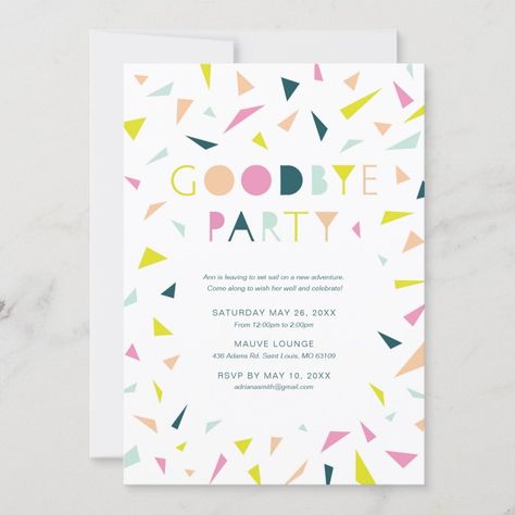 Goodbye Party Invitation Zazzle Farewell Invitation Card, Farewell Invitation, Goodbye Cards, Leaving Party, Farewell Party Invitations, Bon Voyage Party, Goodbye Party, Free Printable Invitations Templates, Farewell Party