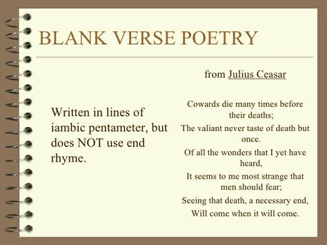 Blank Verse Poetry Blank Verse Poems, Poetry Structure, Poem Structure, English Presentation, Novel Writing Outline, Iambic Pentameter, Writing Outline, Poetic Forms, Rhyme Scheme