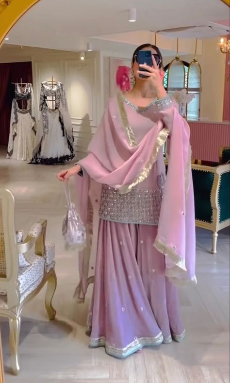 Pink Punjabi Suit, Green Sharara, Pink Sharara, Suits Design, Love Scrapbook, Punjabi Suits, Desi, Indian Fashion, Got Married