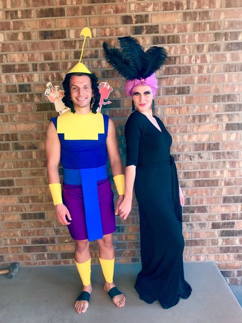 Simple Disney Couple Costumes, Kronk Costume, Yzma And Kronk, Disney Couple Costumes, Dress On Amazon, Couple Halloween Costume, Feather Eyelashes, Foam Paper, Angel Devil