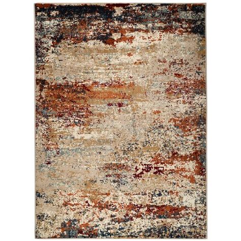 Trent Austin Design® Tergel Abstract Terracotta/Beige/Blue Area Rug - Wayfair Canada Abstract Area Rug, Floor Art, Orange Area Rug, Orange Rugs, Abstract Rug, Black Abstract, Hand Tufted Rugs, Nebraska Furniture Mart, Contemporary Area Rugs