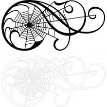 On this page you can download a design that consists of ornamental scrolls including a tangled spider's web. Gothic Planner, Ornamental Scroll, Flash Tats, Spider Net, Damask Stencil, Samhain Halloween, Henna Body Art, Cricut Halloween, Laser Art