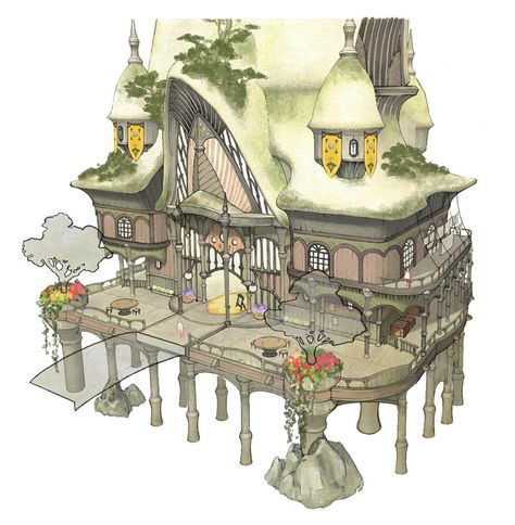 Final Fantasy XIV Version 2.0 Art & Pictures  Aquatic Town Building Adventurers Guild Art, Adventurer's Guild, Realm Reborn, Town Building, Bg Design, Building Concept, Fantasy House, Scene Design, Final Fantasy Xiv