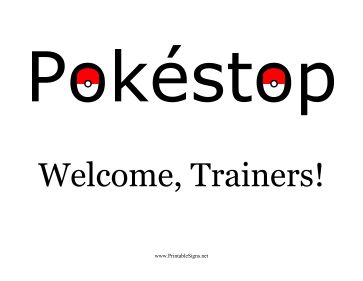 Pokeballs decorate the letters on this Pokestop sign that welcomes trainers into a business. Free to download and print Pokemon Birthday Party, Pokemon Birthday, Pokemon Trainer, A Business, Birthday Ideas, Pokemon, Birthday Party, Signs