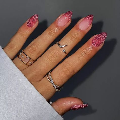 Sparkly French Manicure, Mothers Day Nails, Sparkly Nail Designs, Short Red Nails, Glitter French Manicure, Pink Glitter Nails, Glittery Nails, Gold Glitter Nails, Nail Stamper