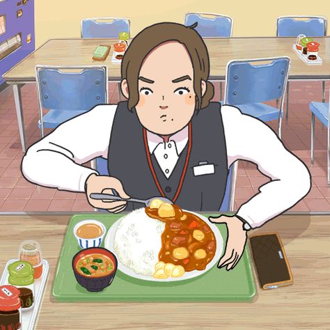 Anime Character Eating Food, Eating Animation, Mateusz Urbanowicz, The Background, Eating Gif, Doodle Animation, Animated Food, Loop Animation, Learn Animation