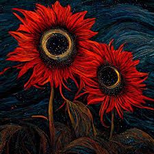 prompthunt: Van gogh style painting, two highly detailed dark-red sunflowers driping red thick liquid , under a starry night Red Sunflower Painting, Red Sunflowers Painting, Dark Sunflower, Red Vans, Starry Night Painting, Red Sunflowers, Van Gogh Sunflowers, Van Gogh Paintings, Sunflower Painting