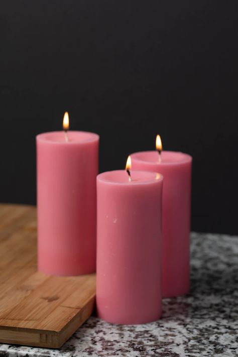 Decorative Candles: Buy Bulk Candles at a Discount | Candles4Less Candles Magic, Pink Pillar Candles, Restaurant Candles, Bouquet Succulent, Glass Pillar Candle Holders, Home Weddings, Pillar Holders, Valentine Candles, Bulk Candles