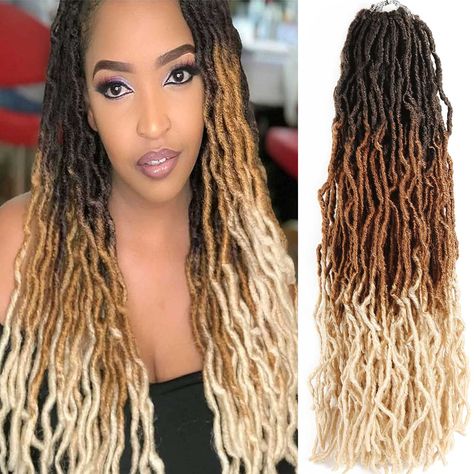 PRICES MAY VARY. 【Trendy Hair Style:】Gorgeous Soft Crochet Locs Hair , Fashion Goddess Locs Crochet Hair,100% Premium Synthetic Fiber,Fashion Three Tone Colored Crochet Hair For Black Women. 【Fashion Hair Color:】24inch Faux Goddess Locs Crochet Hair Pre Looped,Handmade Dyed Three Tone T1B/27/613,Black To Brown To White Blonde,Fashion Color,Looks Very Pretty! 【Crochet Loc Features:】 Soft Locs,Itch Free,No Stiff,Lightweight,No Smell,No Frizzy,Realistic,Natural Looking,Hand Made,Prelooped, Easy To Ombre Soft Locs Black Women, Crochet Locs Hair, Wavy Faux Locs, Boho Goddess Locs, Goddess Locs Crochet, Faux Locs Styles, Faux Locs Crochet, Crochet Faux Locs, Secret Nails