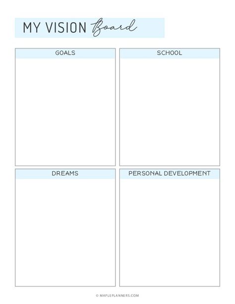 Free Printable Student Vision Board Template Student Vision Board, School Vision Board, Printable Vision Board Template, Free Vision Board Template, Vision Board Printables, Vision Board Template, Board Template, Board For Kids, School Dress