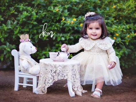 Outdoor Second Birthday Photoshoot, Tea Party 1st Birthday Photoshoot, Tea For Two Photo Shoot, Second Birthday Pictures, Tea Party Photoshoot, Tea Party Pictures, Tea Party Photography, Toddler Tea Party, Baby Tea Party