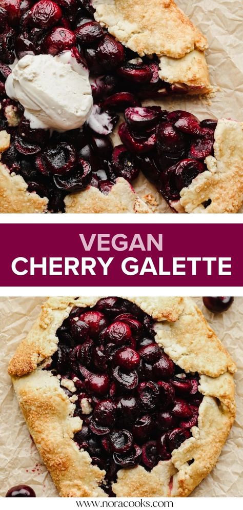 Vegan Cherry Desserts, Cherry Galette, Vegan Peach Cobbler, Best Vegan Ice Cream, Vegan Pies Recipes, Nora Cooks, Vegetarian Pie, Cherry Bread, Vegan Breads