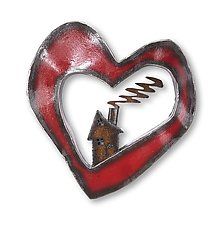 Heart and Home by Ben Gatski and Kate Gatski (Metal Wall Sculpture) Artists Home, Glass Wall Sculpture, 3d Metal Art, Heart Sculpture, Wood Wall Sculpture, Large Metal Wall Art, Patio Wall, Metal Wall Sculpture, Metal Art Sculpture