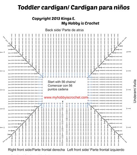 Crochet cardigan- the yoke chart Raglan Crochet, Modern Crochet Patterns Free, Toddler Cardigan, Crochet Yoke, Crochet Stitches Diagram, Baby Crochet Patterns Free, Modern Crochet Patterns, Crochet Baby Dress, Crochet Cardigan Pattern