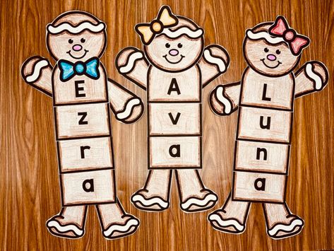 Gingerbread Editable Name Craft - Simply Kinder Plus Gingerbread Name Activity, Preschool Gingerbread Man Crafts, Gingerbread Unit Preschool, Gingerbread Name Craft, Preschool Gingerbread Crafts, Preschool Gingerbread Theme, Gingerbread Man Crafts For Kids, Gingerbread Preschool Crafts, Gingerbread Man Crafts For Preschoolers