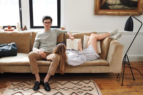 Hipster Apartment, Modern Hepburn, Jack Spade, Fall Lookbook, Modern Couple, Couple Shoot, Couples Photoshoot, Couple Posing, Lifestyle Photography