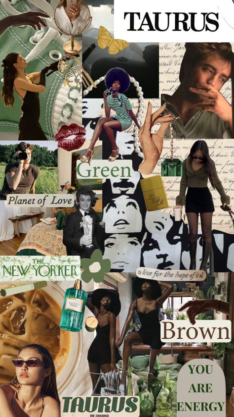 Taurus Collage Wallpaper, Taurus Astethic, Taurus Midheaven Aesthetic, Taurus Mood Board, Taurus Style Aesthetic, Taurus Season Aesthetic, Taurus Fashion Aesthetic, Taurus Girl Aesthetic, Venus In Taurus Aesthetic