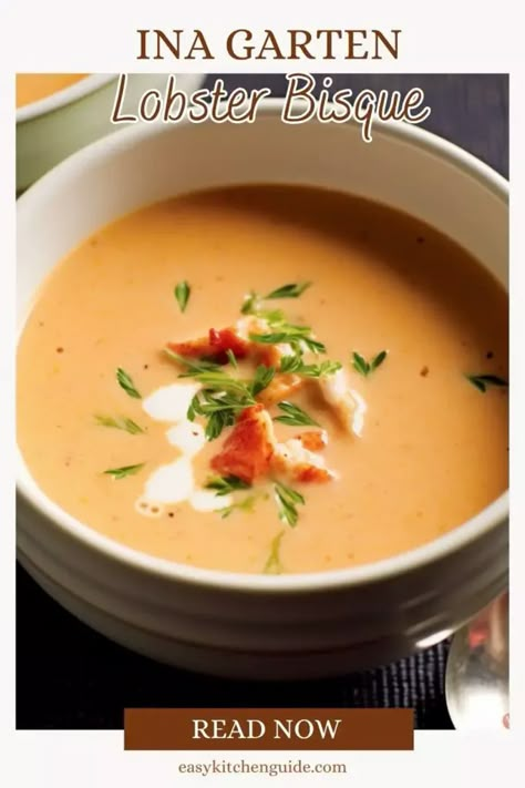 Lobster Bisque Soup Recipes, Lobster Bisque Recipe Best, Seafood Bisque Soup Recipes, Holiday Seafood Recipes, Valentines Meal, Aesthetic Healthy Food, Bisque Recipes, Seafood Bisque Recipe, Soup Sunday