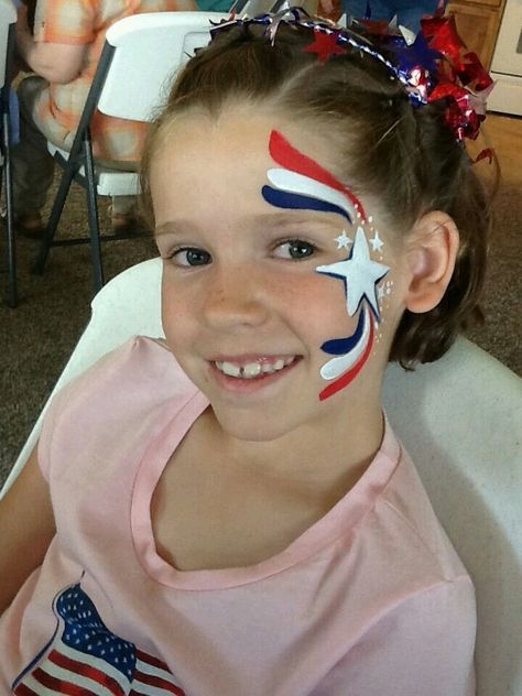 Patriotic July 4th Face Painting Ideas, Memorial Day Face Paint, Forth Of July Face Painting, Patriotic Face Painting Ideas, Patriotic Face Paint, 4th Of July Face Paint, Face Painting Ideas For Kids, July Face Paint, Face Painting Images