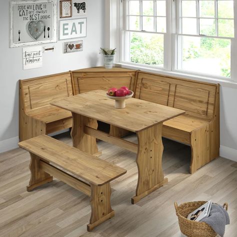 PRICES MAY VARY. 【ADD A FARMHOUSE COZY TOUCH TO YOUR HOME】The Corona collection brings a countryside concept to your space, featuring high-quality solid wood that adds comfort and warmth to your home for a cozier atmosphere. Beautifully crafted pieces that provide a sense of peacefulness, enhancing the overall aesthetic of your home. 【DURABLE SOLID WOOD】Crafted with solid pine wood, the beautiful furniture pieces in the Corona collection add a rich brown finish that enhances any room in your hom Dining Booth, Table And Benches, Beautiful Furniture Pieces, Corner Dining Set, Table And Bench Set, Dining Setting, Bench Set, Solid Wood Table, Farmhouse Furniture