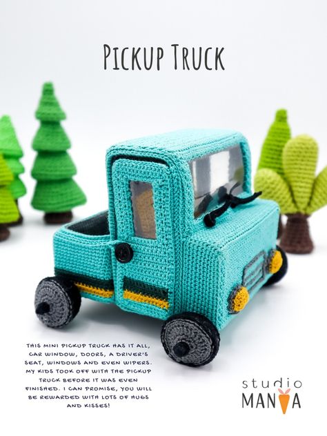 Truck Crochet Pattern, Truck Crochet, Car Crochet, Mouse Outfit, Crochet Car, Cardboard Cutout, Textile Arts, Christmas Dolls, Crochet Doll Pattern