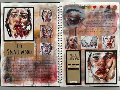 Visual Arts Portfolio, As Level Art Coursework, Elly Smallwood Artist Research, Moment In Time Art, A Level Portfolio, Underrated Artists Art, Art Evaluation Page, Identity Art Gcse Artists, Colourful Gcse Art Page