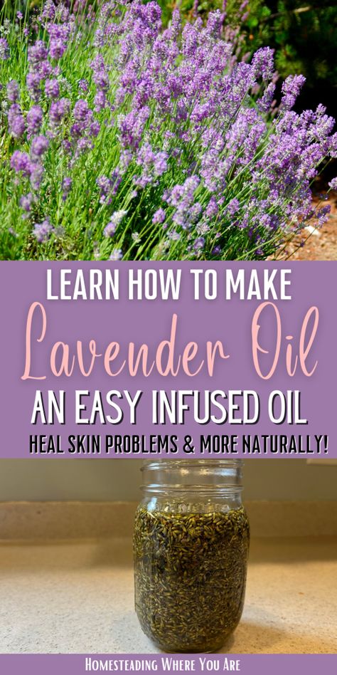 Lavender Oil Recipes, Homemade Lavender Oil, Make Lavender Oil, Make Skincare, Arts And Crafts Tiles, Survival Preparedness, Lavender Crafts, Fresh Rose Petals, Infused Oil