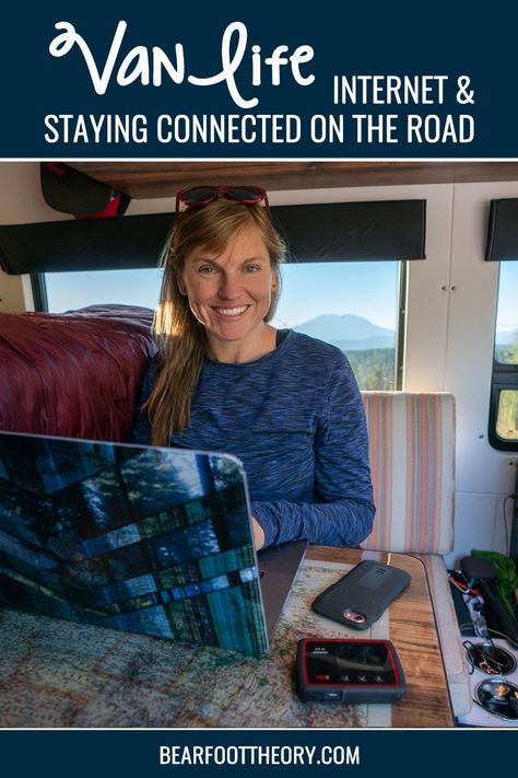 Want to work from the road? Learn about vanlife internet and how to stay connected while camping and traveling in remote areas. Crafter Conversion, Portable Internet, Camping Gear Storage, Camping Gear Checklist, Pocket Radio, Road Trip Camping, Sprinter Camper, Family Tent Camping, Tent Campers