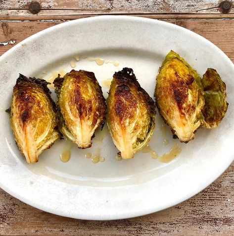 ROAST MINI CABBAGE WEDGES - TWO WAYS Roasted Cabbage Recipes, Cabbage Wedges, Honey Dressing, Small Cabbage, Miso Butter, Roasted Cabbage, Savoy Cabbage, Vinegar And Honey, White Miso