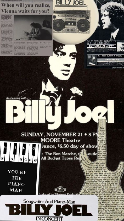 billy joel #billyjoel Billy Joel Aesthetic Wallpaper, Billy Joel Wallpaper, Mikayla Core, Billy Joel Poster, Vienna Waits For You, Singer Art, Vintage Music Posters, Dorm Wall Decor, Poster Room