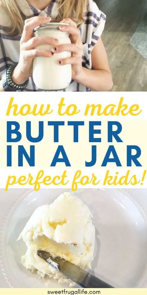 Homemade Butter In A Jar, Butter In A Jar, Easy Homemade Butter, Pioneer Day Activities, Make Your Own Butter, Pioneer Activities, Easy Learning Activities, Pioneer Crafts, Diy Butter