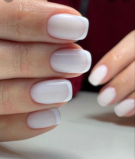 White Nails White French, Holiday Nails White, White Holiday Nails, French Tip Nails White, White Wedding Nails, Nails White French Tip, White French Tip Nails, Nails White French, Milky White Nails