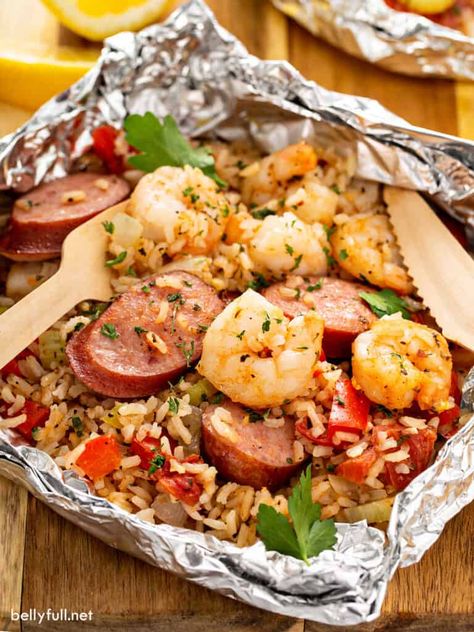 Jambalaya Foil Packets, Sausage Broccoli Foil Packet, Bbq Chicken Foil Packets For The Oven, Sausage Foil Packets For The Oven, Foil Packets For The Oven, Foil Packets For The Grill, Healthy Camping Meals, Foil Recipes, Foil Meals