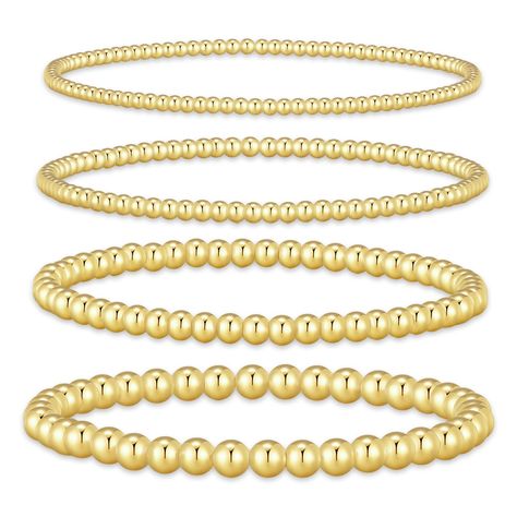 PRICES MAY VARY. Exquisite Design：Gold beaded bracelets set containing small bead bracelets,larger bead bracelet,bead bracelet and devil bead bracelet.14k gold plated bracelets for women showcase a harmonious blend of classic sophistication and contemporary flair, reflecting light.This gold bead bracelets are in trendy. No matter gathering or daily wear, you are charming. High Quality Material：These gold bracelet stack are made of high-quality copper, hypoallergenic, lead-free, and nickel free. Braclets Idea Gold, Amazon Gold Bracelets, Small Bead Bracelets, Braclets Gold, Gold Bracelet Stack, Gold Beaded Bracelets, Small Bead Bracelet, Gold Bracelets Stacked, Gold Stretch Bracelet