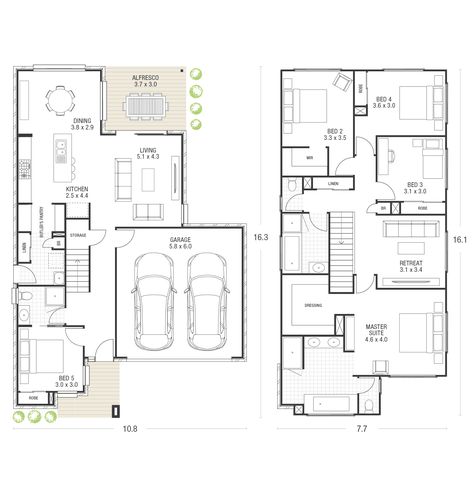 Floor Plan Sketch, 2 Storey House Design, House Plans Mansion, Coastal House Plans, Duplex Design, Dutch House, Apartment Floor Plans, Model House Plan, House Plans And More