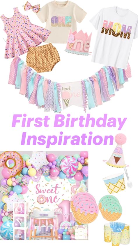 First birthday inspiration sweet one ice cream party #firstbirthday #one #amazonassociate Sweet One First Birthday, Birthday Inspiration, Ice Cream Party, First Birthday, First Birthdays, Ice Cream, Cream, Birthday