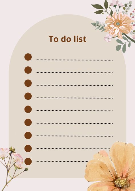 printable fleural design To  do list Do To List, To Do List Aesthetic, List Aesthetic, List Ideas, To Do List, Bullet Journal, Quick Saves, Design