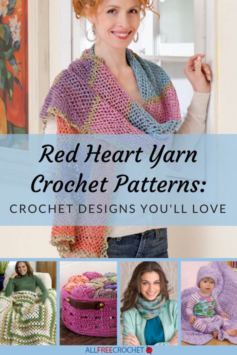 Red Heart Yarn Crochet Patterns: 19 Crochet Designs You'll Love Red Heart Crochet Patterns, Crochet A Blanket, Afghan Crochet Patterns Easy, Red Heart Pattern, Crochet Afghan Patterns Free, Crochet Hack, Red Heart Patterns, Amazing Crochet, Easy Crochet Projects