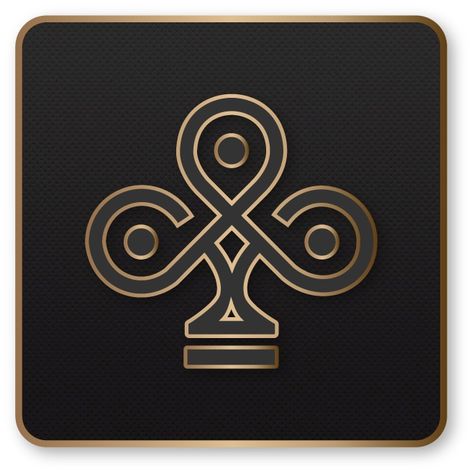 Playing card symbol for Ace of Clubs in a dynamic gradient black with a distinct stroke in gold outlining the graphic. Visually striking, luxurious, graphic design take on a classic symbol. #ace #clubstyle #art #gold #gradient # luxury Ace Of Clubs Meaning, Ace Of Clubs Design, Ace Logo Design Ideas, Ace Of Spades Logo, Clubs Card Symbol, Angel Sculpture, Club Card, Club Style, Club Design