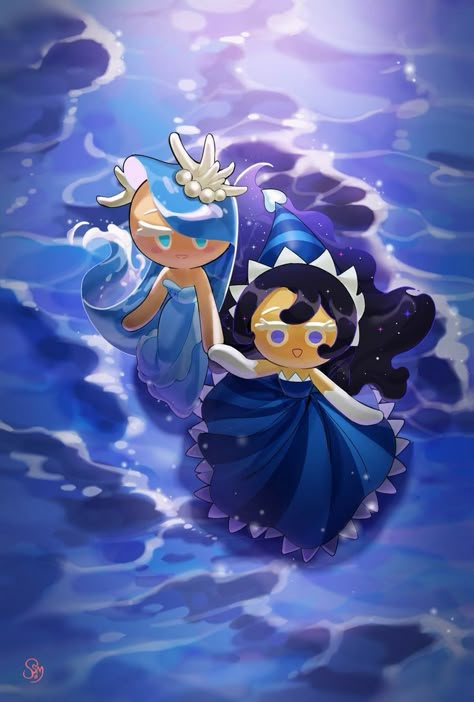 🌊🌙 Cookie Run Kingdom Wallpaper, Cookie Run Wallpaper, Run Wallpaper, Sea Fairy Cookie, Moonlight Cookie, Kingdom Wallpaper, Sea Fairy, Kingdom City, Personajes Studio Ghibli