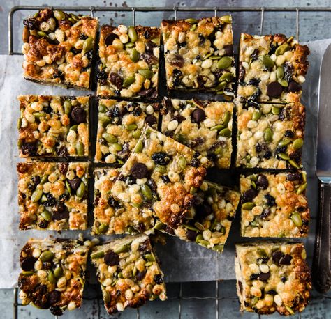 Healthy Muslie Slice, Healthy Lcm Bars, Muslie Bars, Healthy Slices, Healthy Slice, Rice Bubbles, Sweet Potato Bread, Muesli Bars, Healthy Bars